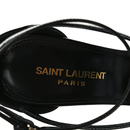 Saint Laurent Calfskin Cassandra 110 Sandals 39 Black Gold 6 of 7
