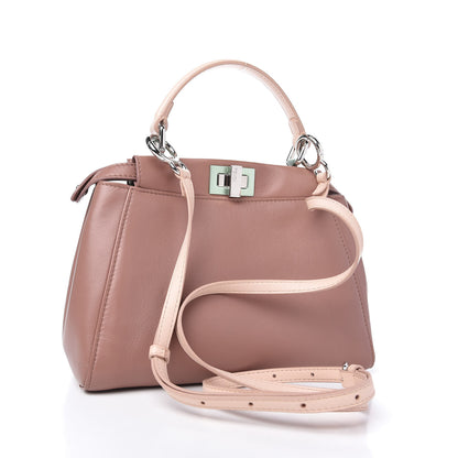 Fendi Nappa Colorblock Mini Peekaboo Iconic Satchel English Rose Plaster Oxigen 3 of 9