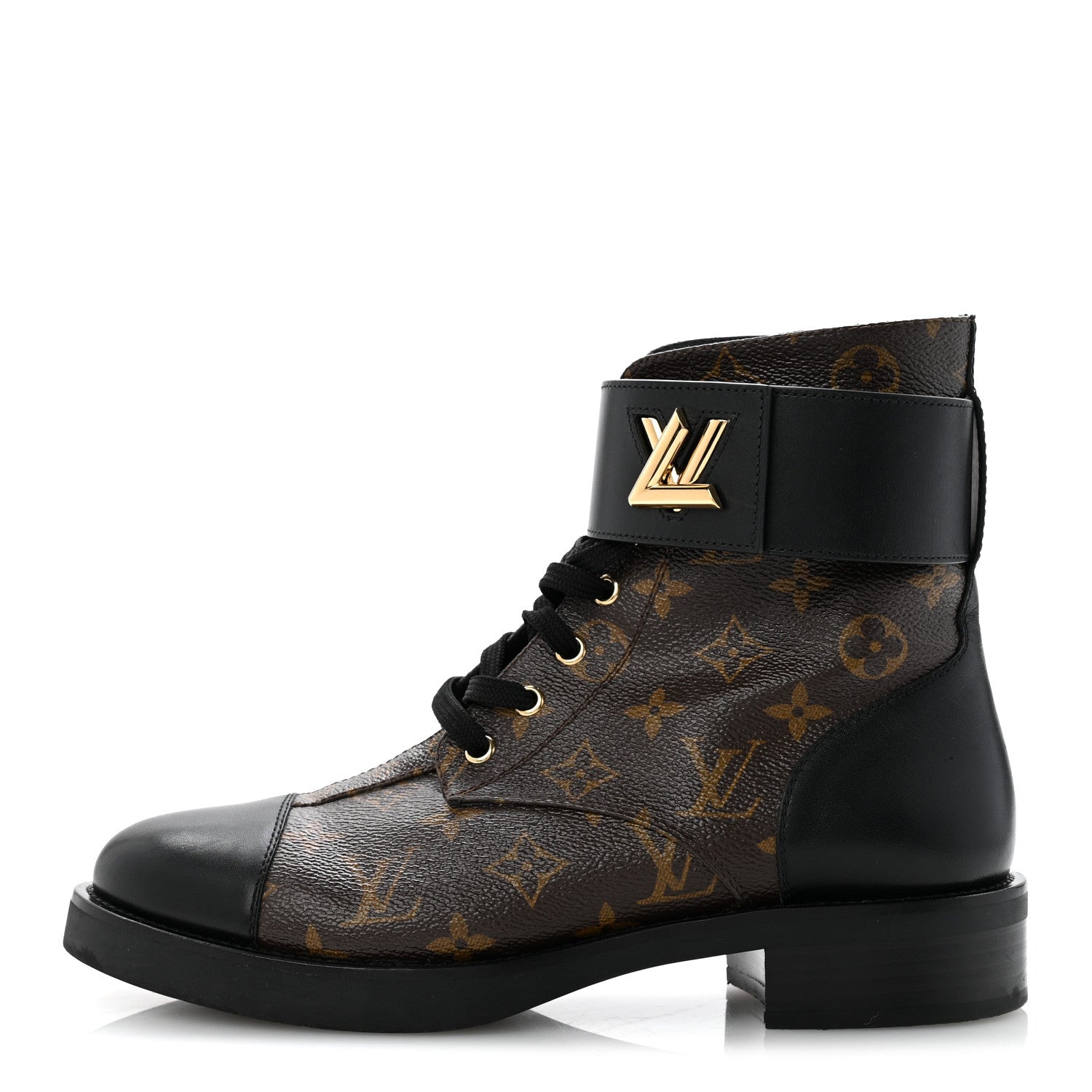 Louis Vuitton Calfskin Monogram Wonderland Flat Ranger Boots 41 Black 1 of 11