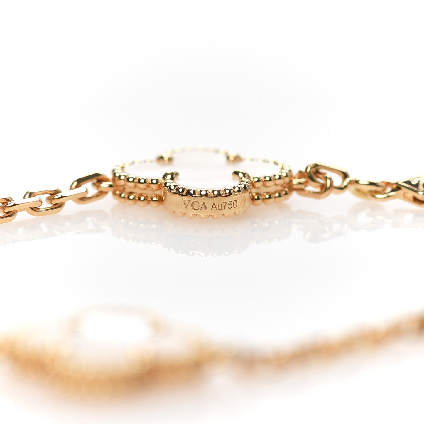 18K Yellow Gold Mother of Pearl 5 Motifs Vintage Alhambra Bracelet