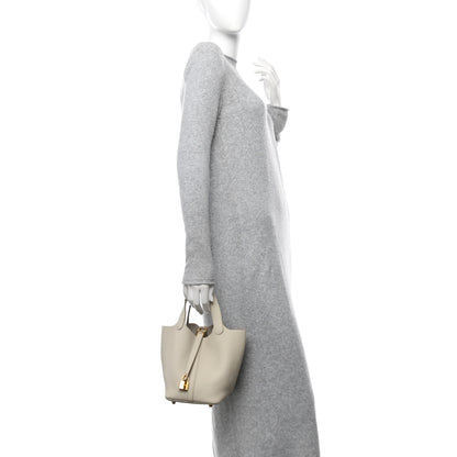 Hermes Taurillon Clemence Picotin Lock 18 PM Gris Perle 2 of 10