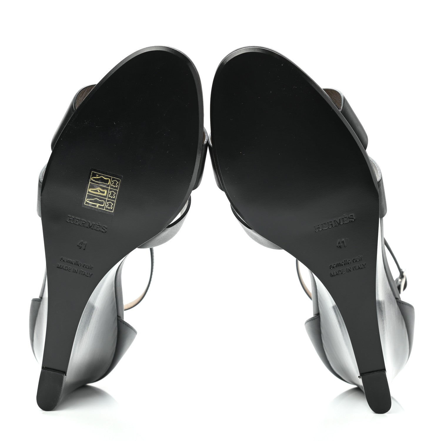 Hermes Calfskin Legend Wedge Sandals 41 Black 5 of 9