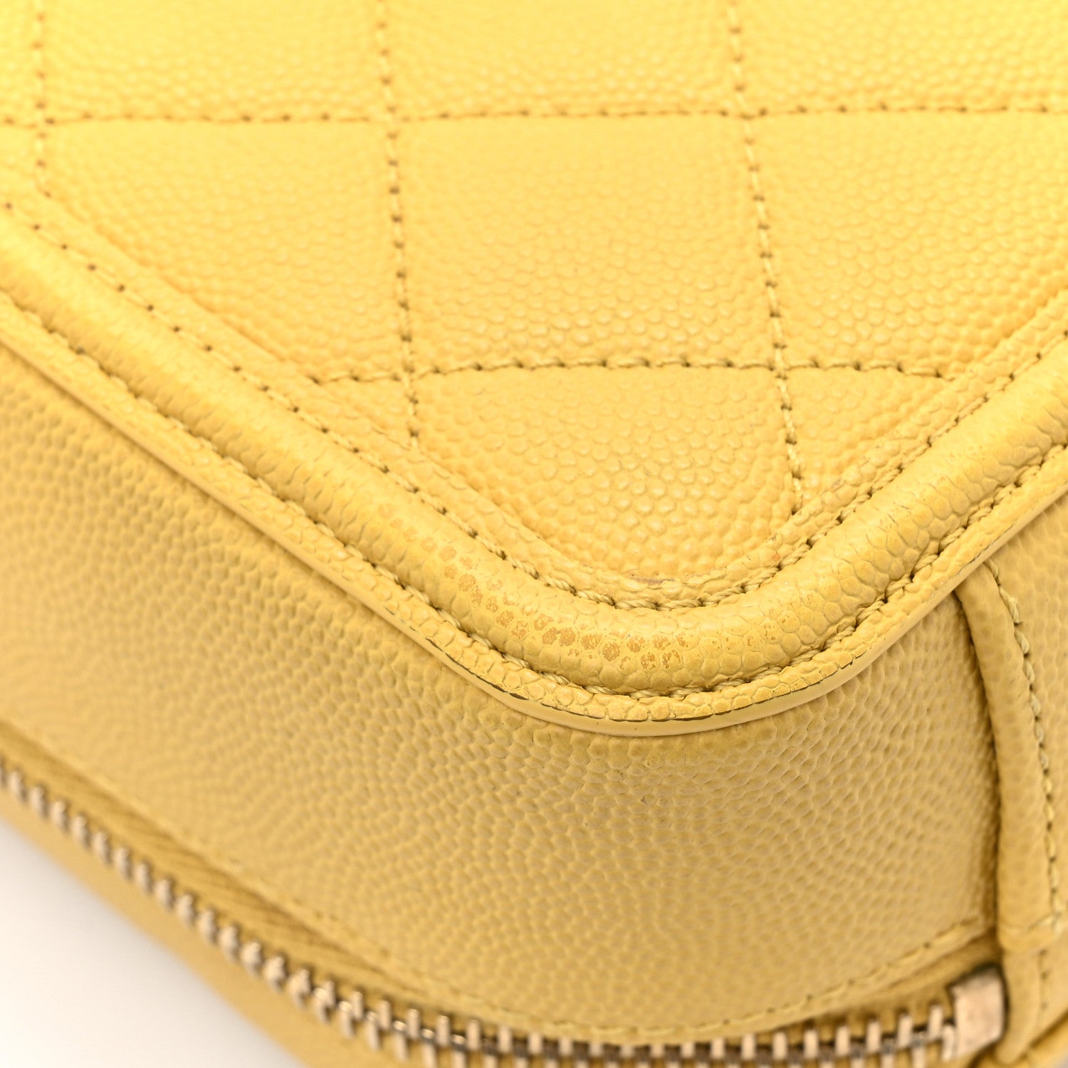 Chanel Caviar Quilted Small CC Filigree Vanity Case Yellow 13 of 14