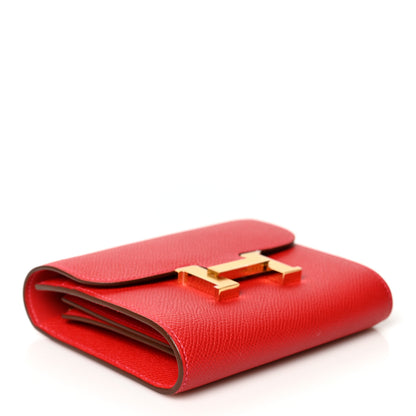 Hermes Epsom Constance Short Wallet Rouge Casaque 4 of 11