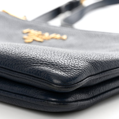 Prada Vitello Phenix Double Zip Crossbody Bag Baltico 9 of 9