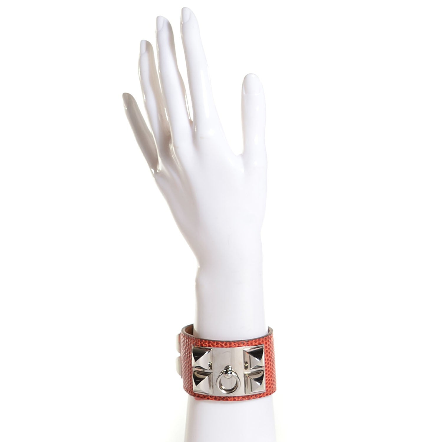 Hermes Lizard Collier De Chien CDC Bracelet S Sanguine 2 of 7