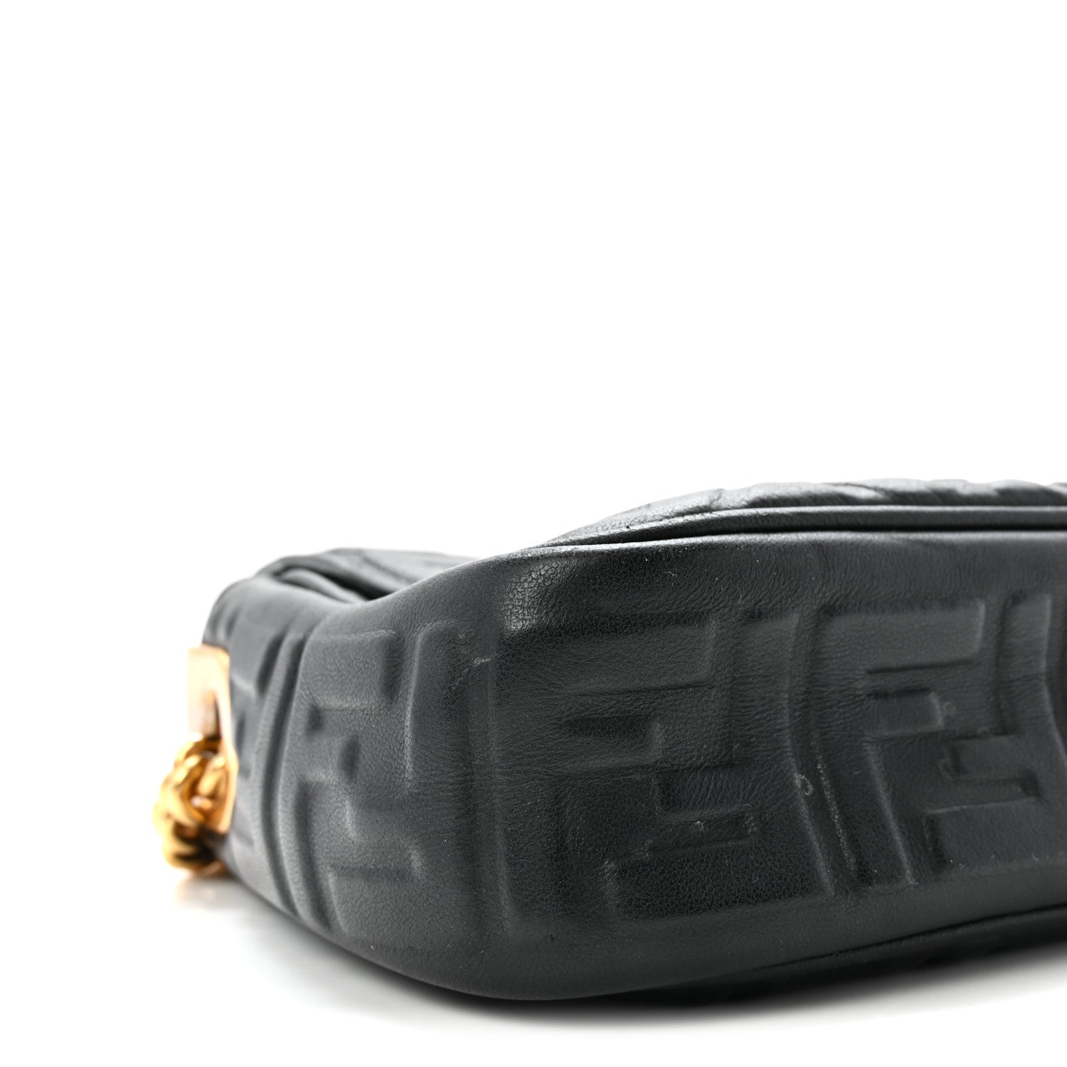Fendi Nappa Small FF Embossed Midi Chain Baguette Black 8 of 9