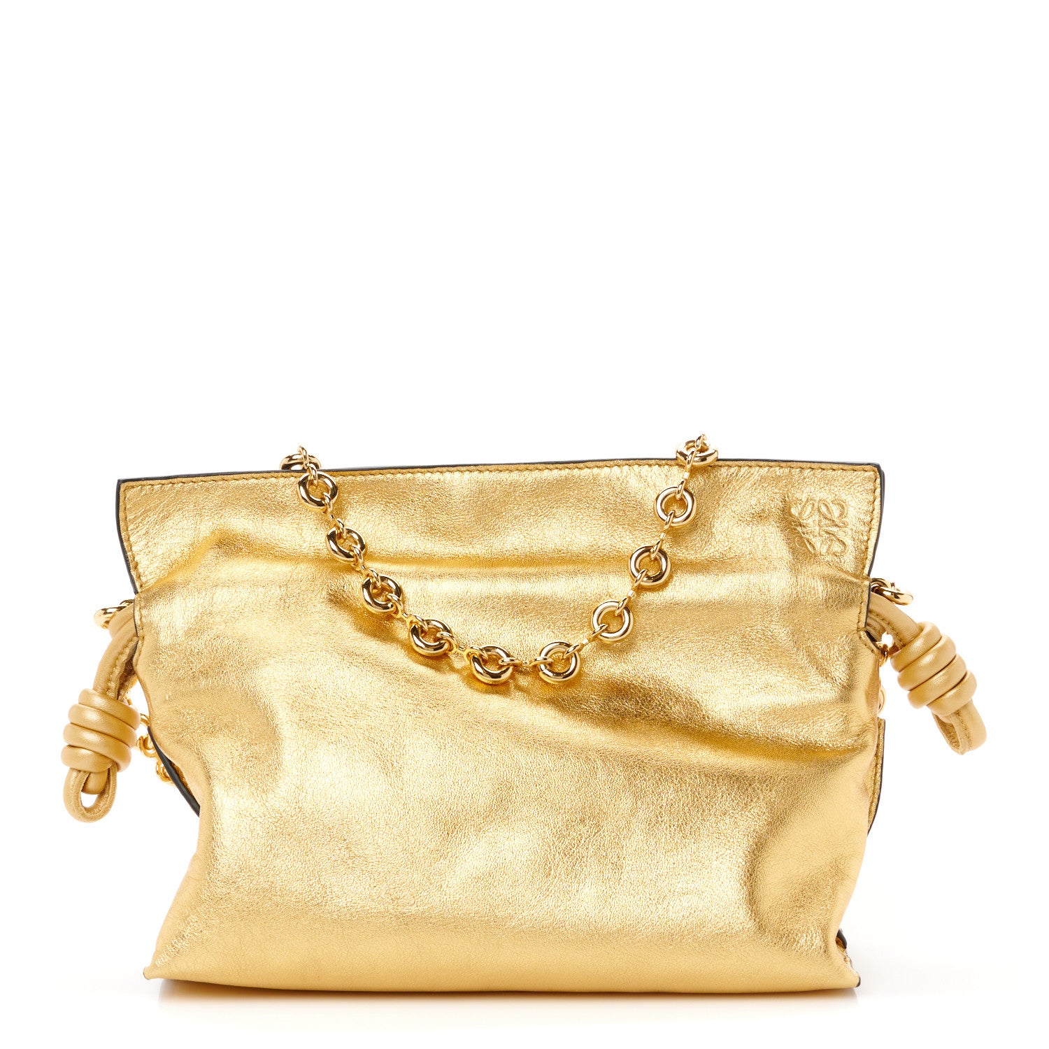 Loewe Metallic Calfskin Mini Chain Flamenco Knot Clutch Gold 1 of 11