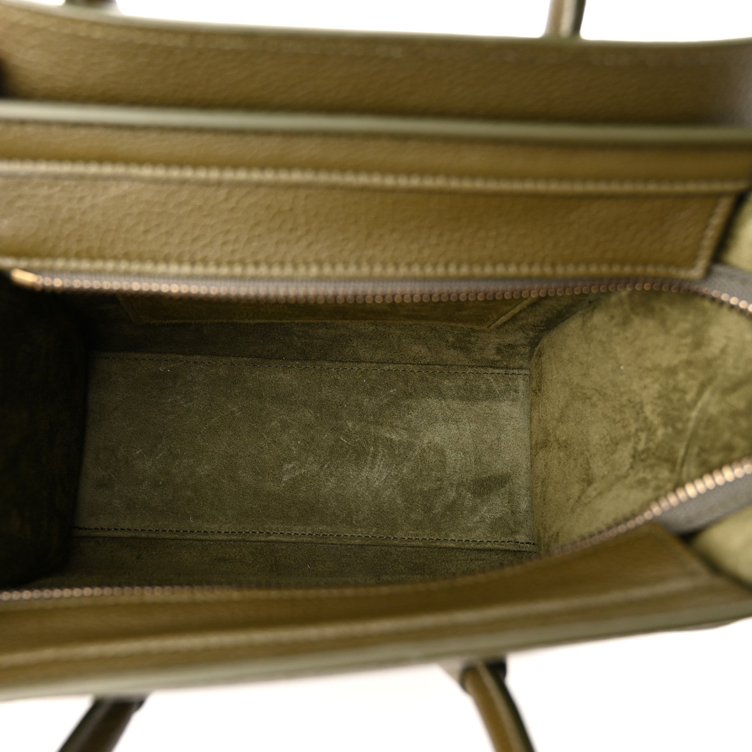 Celine Drummed Calfskin Nano Luggage Army Green 5 of 11