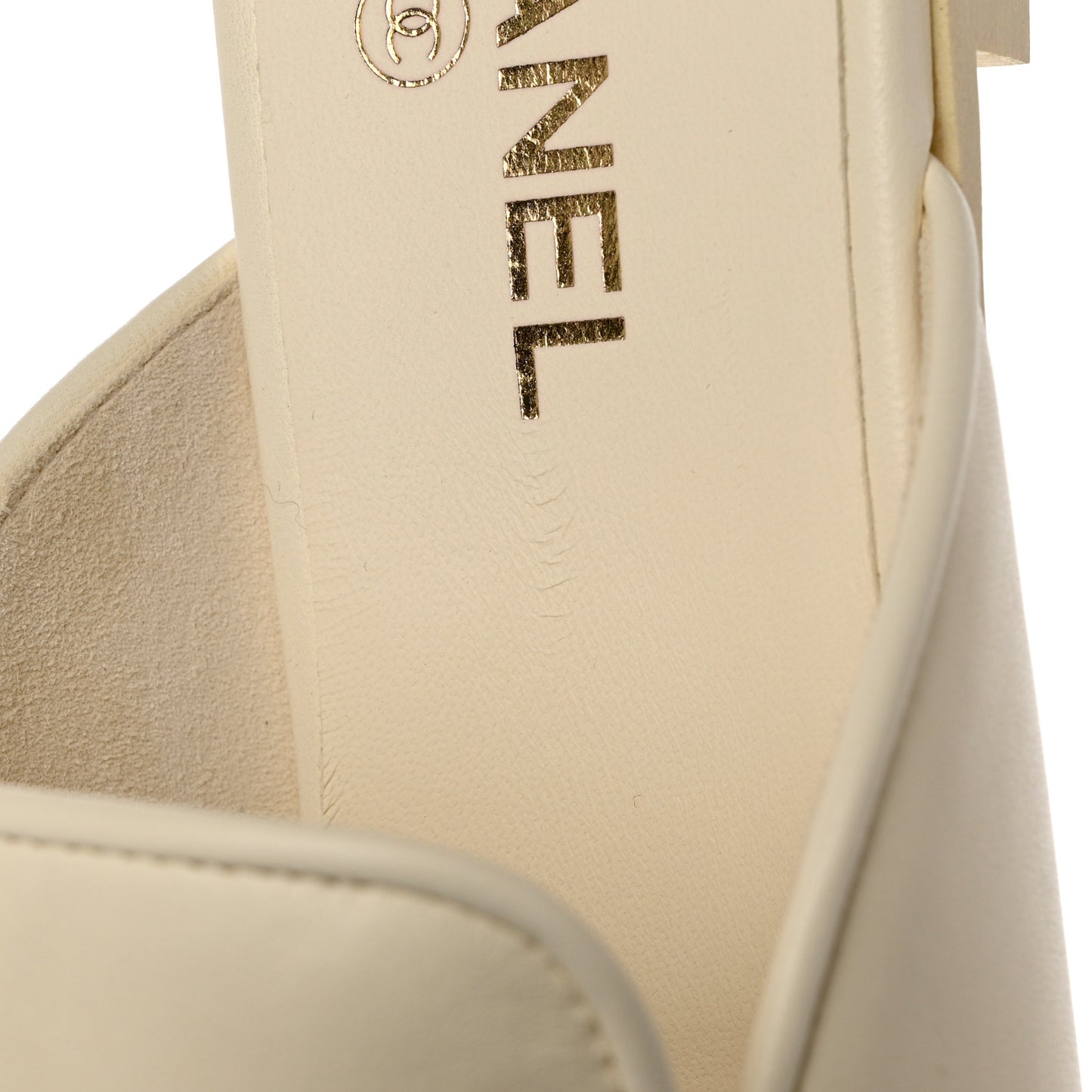 Lambskin Chain CC Mules 40.5 Ivory
