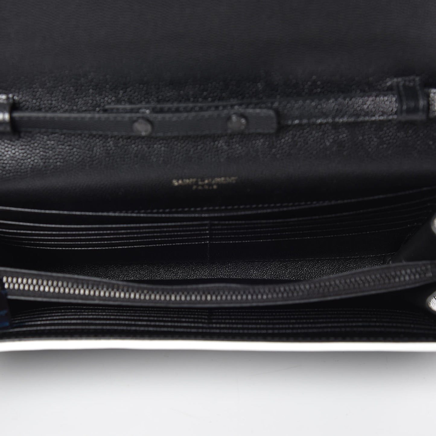 Grain De Poudre Matelasse Chevron Monogram Chain Wallet Black White
