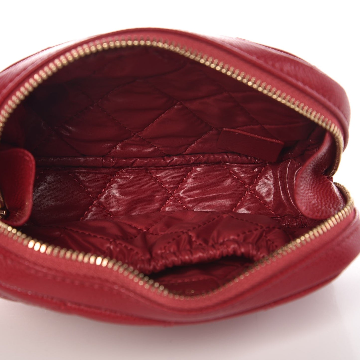 Caviar Quilted Small Curvy Pouch Cosmetic Case Dark Pink