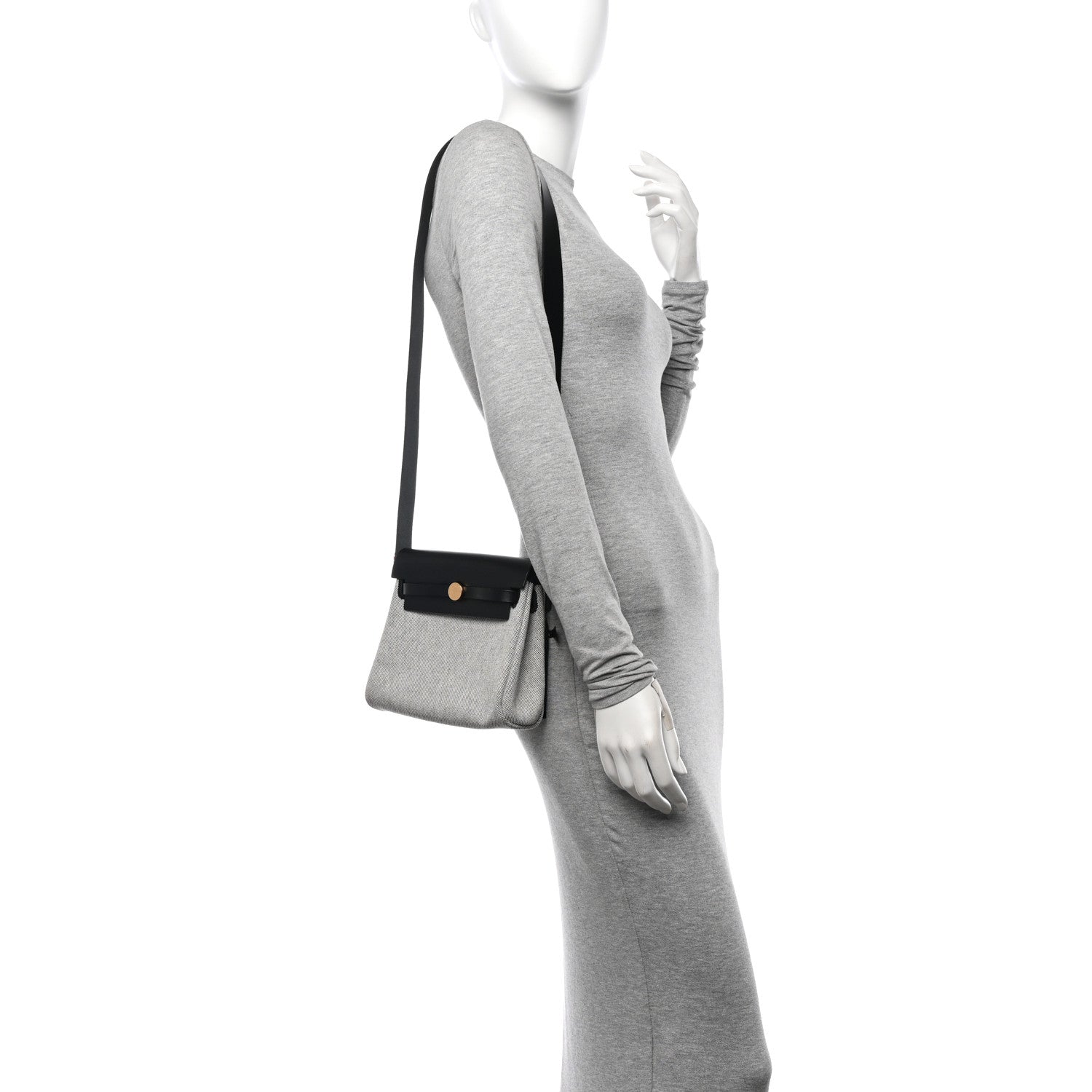 Hermes Military Toile Vache Hunter Herbag Zip Retourne 20 Ecru Black 2 of 11