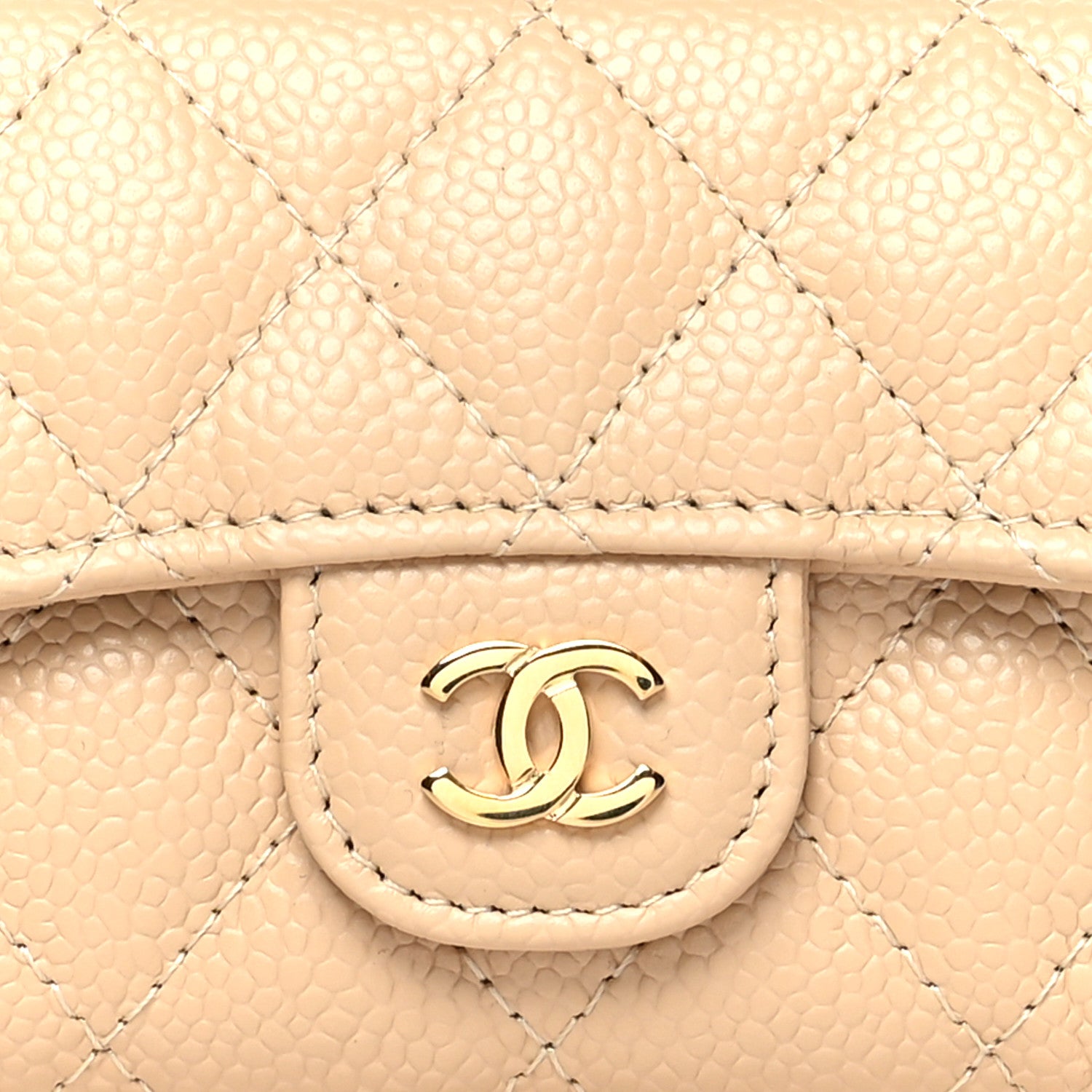 Chanel Caviar Quilted Flap Card Holder Wallet Beige 8 of 8