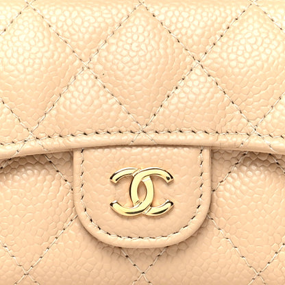 Chanel Caviar Quilted Flap Card Holder Wallet Beige 8 of 8