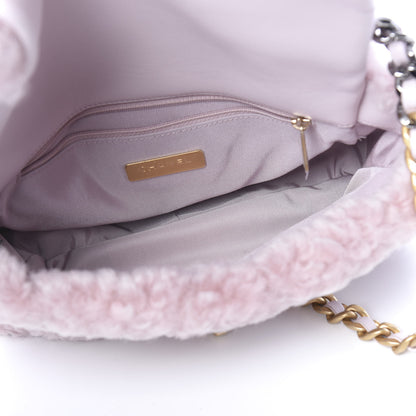 Chanel Shearling Sheepskin Medium 19 Flap Light Pink 5 of 10