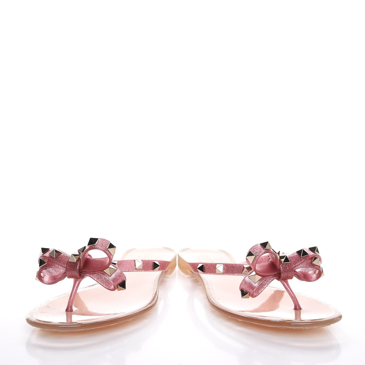 Valentino Garavani PVC Jelly Glitter Rockstud Bow Thong Sandals 37 Pink 6 of 10