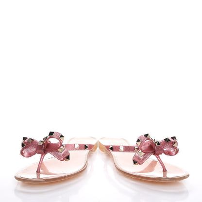 Valentino Garavani PVC Jelly Glitter Rockstud Bow Thong Sandals 37 Pink 6 of 10