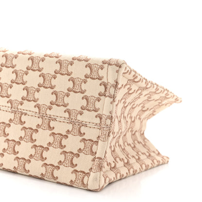 Celine Canvas Calfskin Triomphe Print Small Cabas Thais White 9 of 9