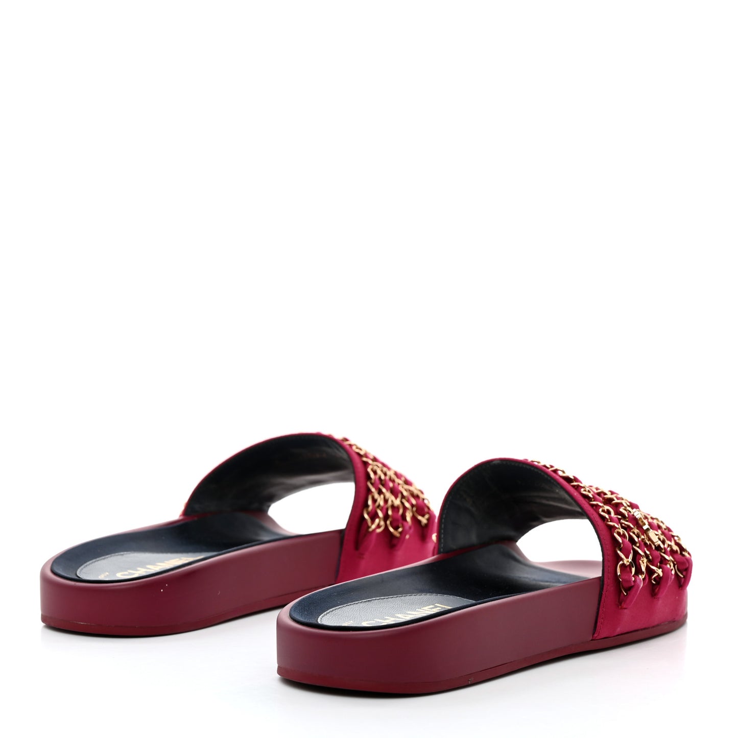 Satin Chain Flat Sandals 39 Dark Fuchsia