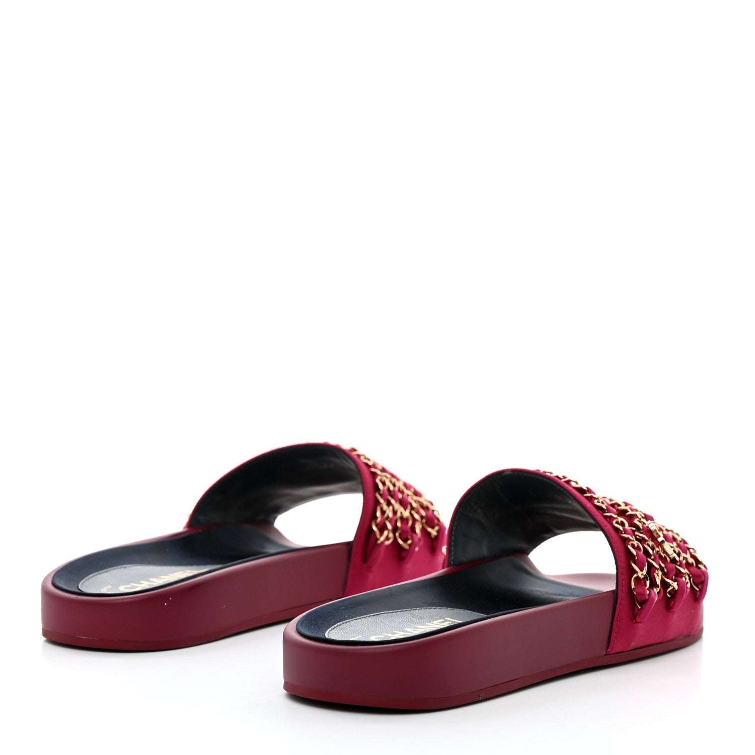 Chanel Satin Chain Flat Sandals 39 Dark Fuchsia 4 of 9