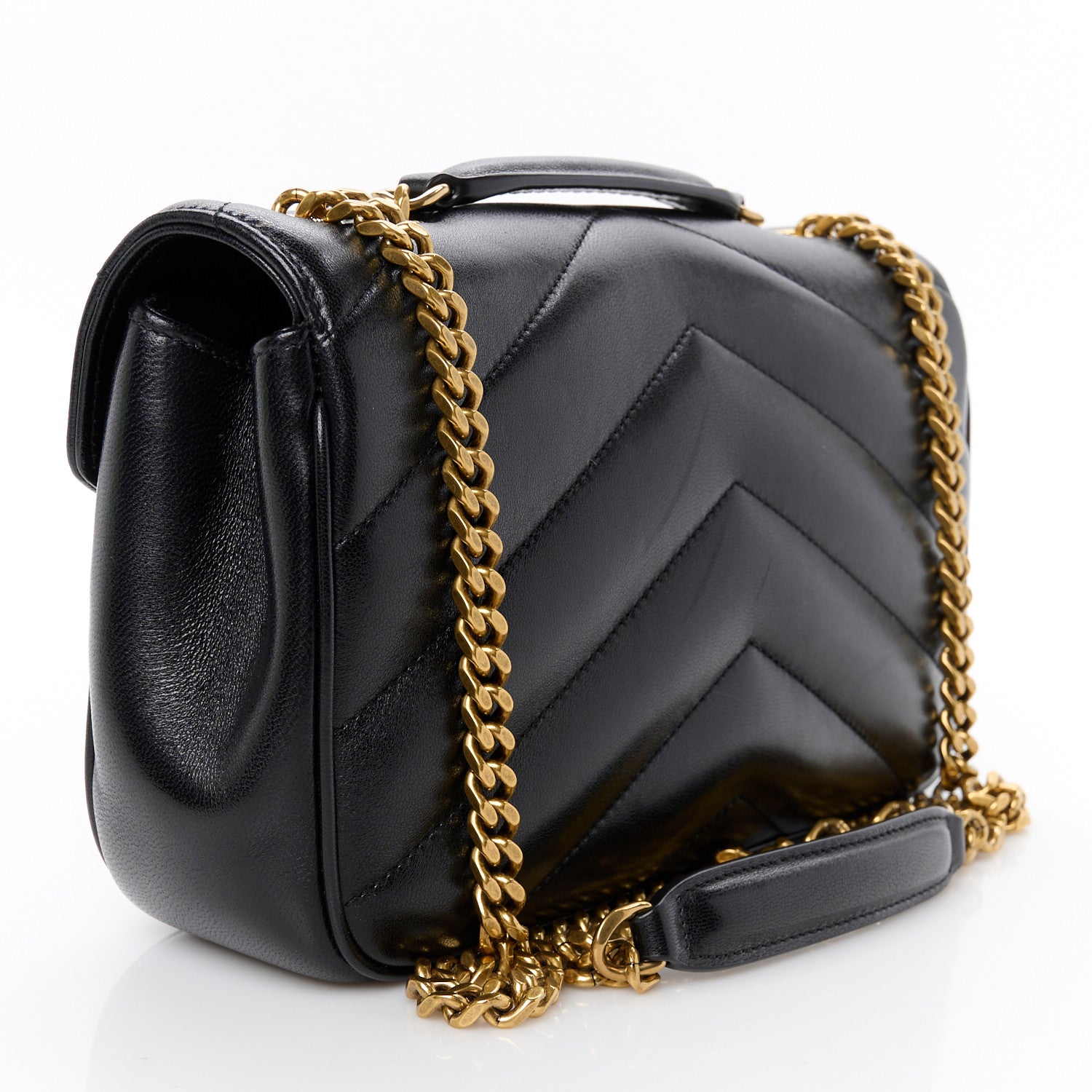 Saint Laurent Lambskin Chevron Quilted Small Loulou Black 5 of 13