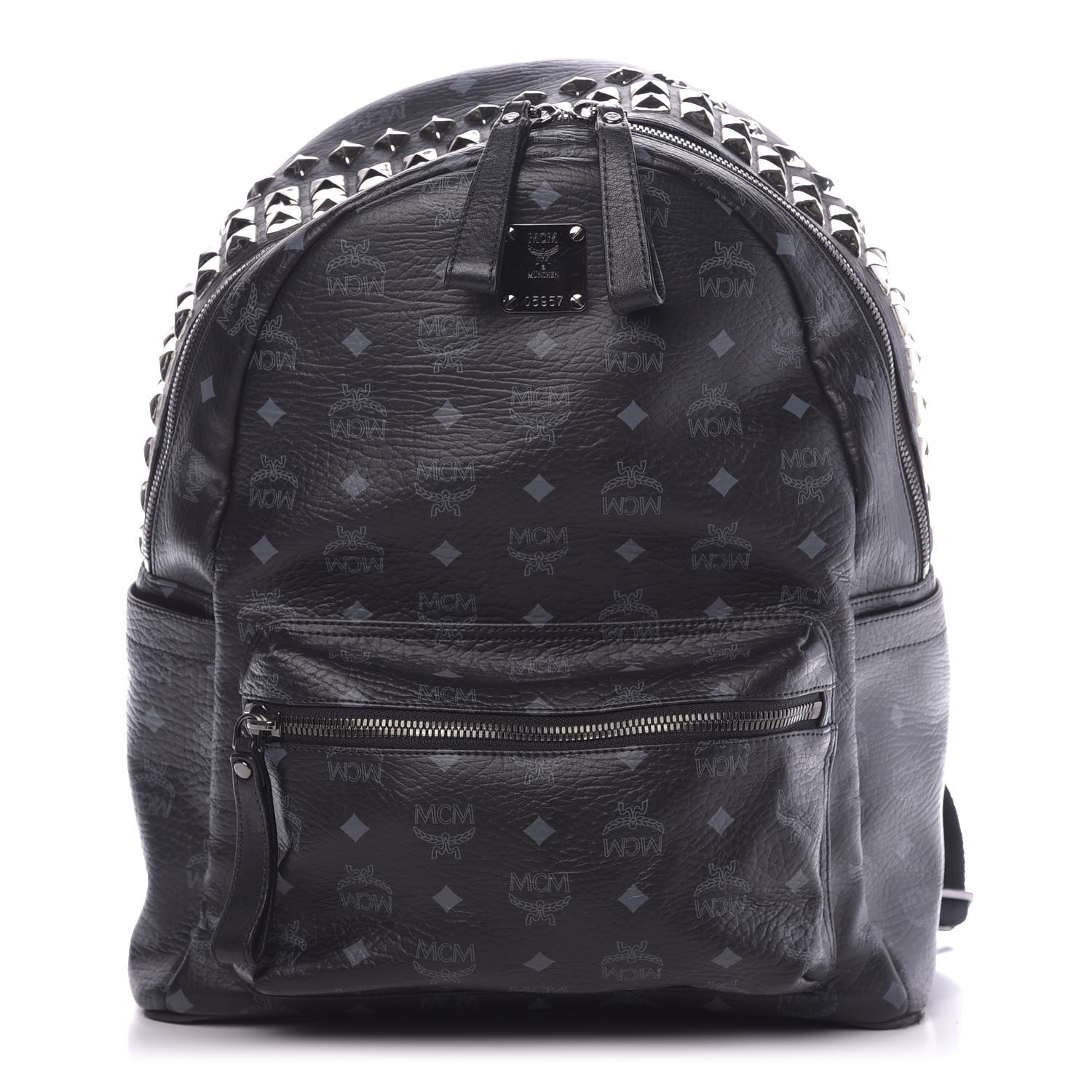 MCM Visetos Studded Medium Backpack Black 1 of 10