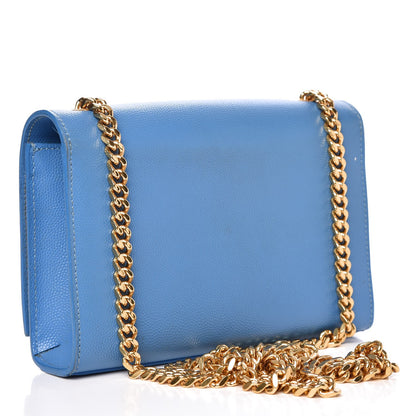 Saint Laurent Grain De Poudre Small Classic Monogram Kate Satchel Blue Clair 3 of 15