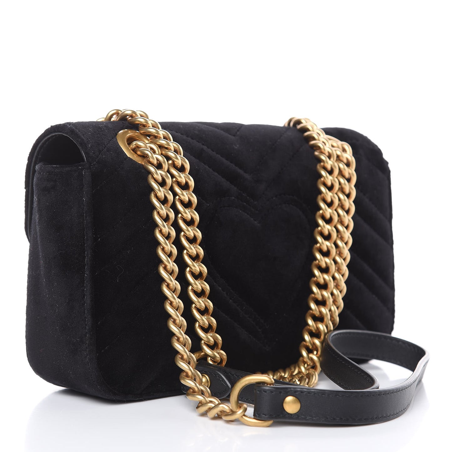 Velvet Matelasse Mini GG Marmont Shoulder Bag Black