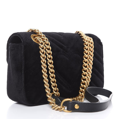 Gucci Velvet Matelasse Mini GG Marmont Shoulder Bag Black 3 of 7