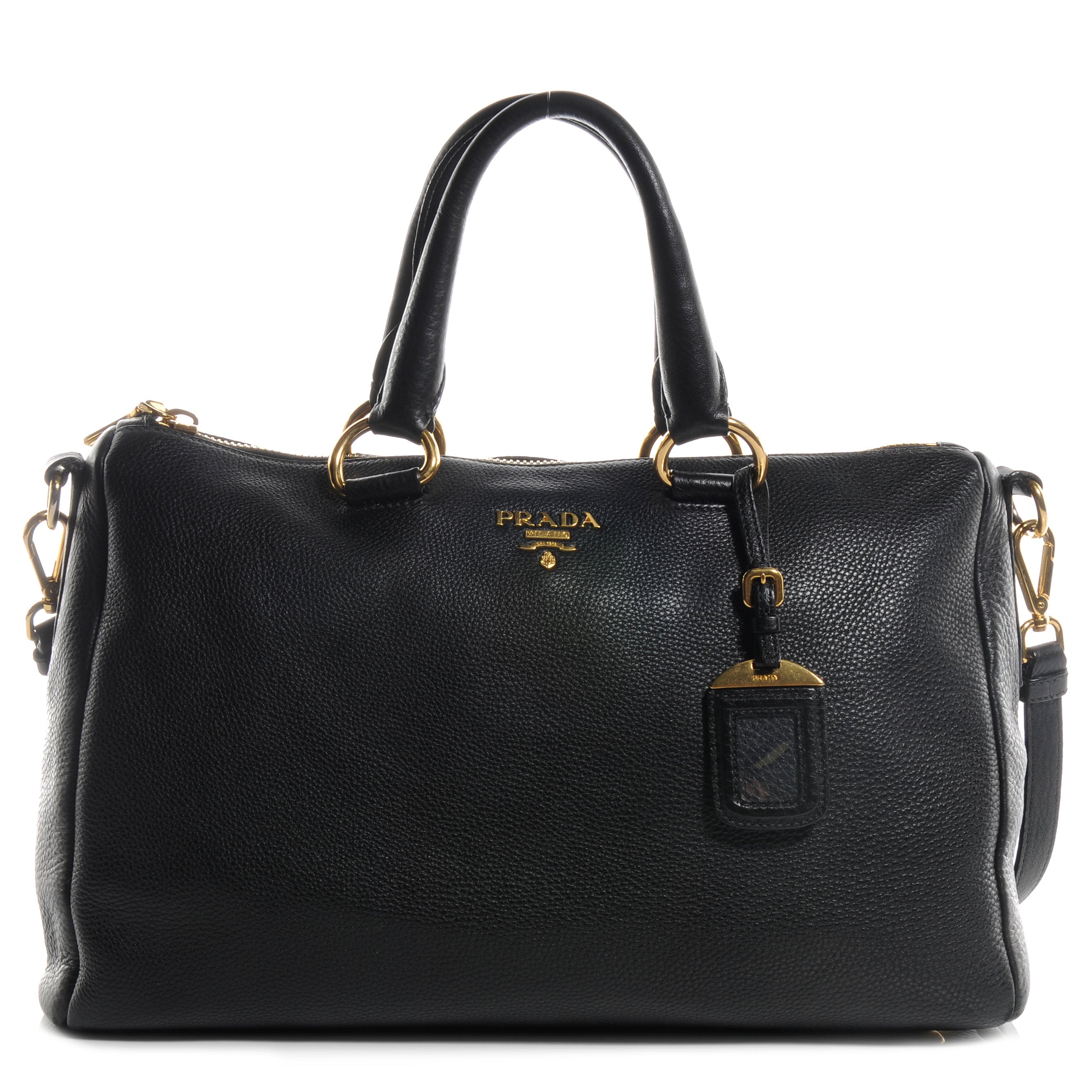 Prada Vitello Daino Boston Bag Black 59099 – FASHIONPHILE