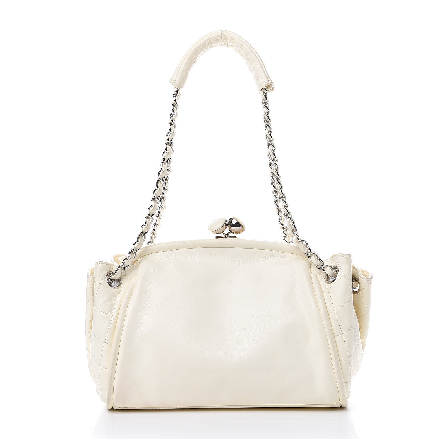 Chanel Lambskin CC Kiss Lock Accordion Bag White 2 of 16