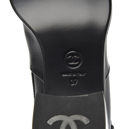 Chanel Calfskin Quilted CC Boots 37 Black 6 of 9