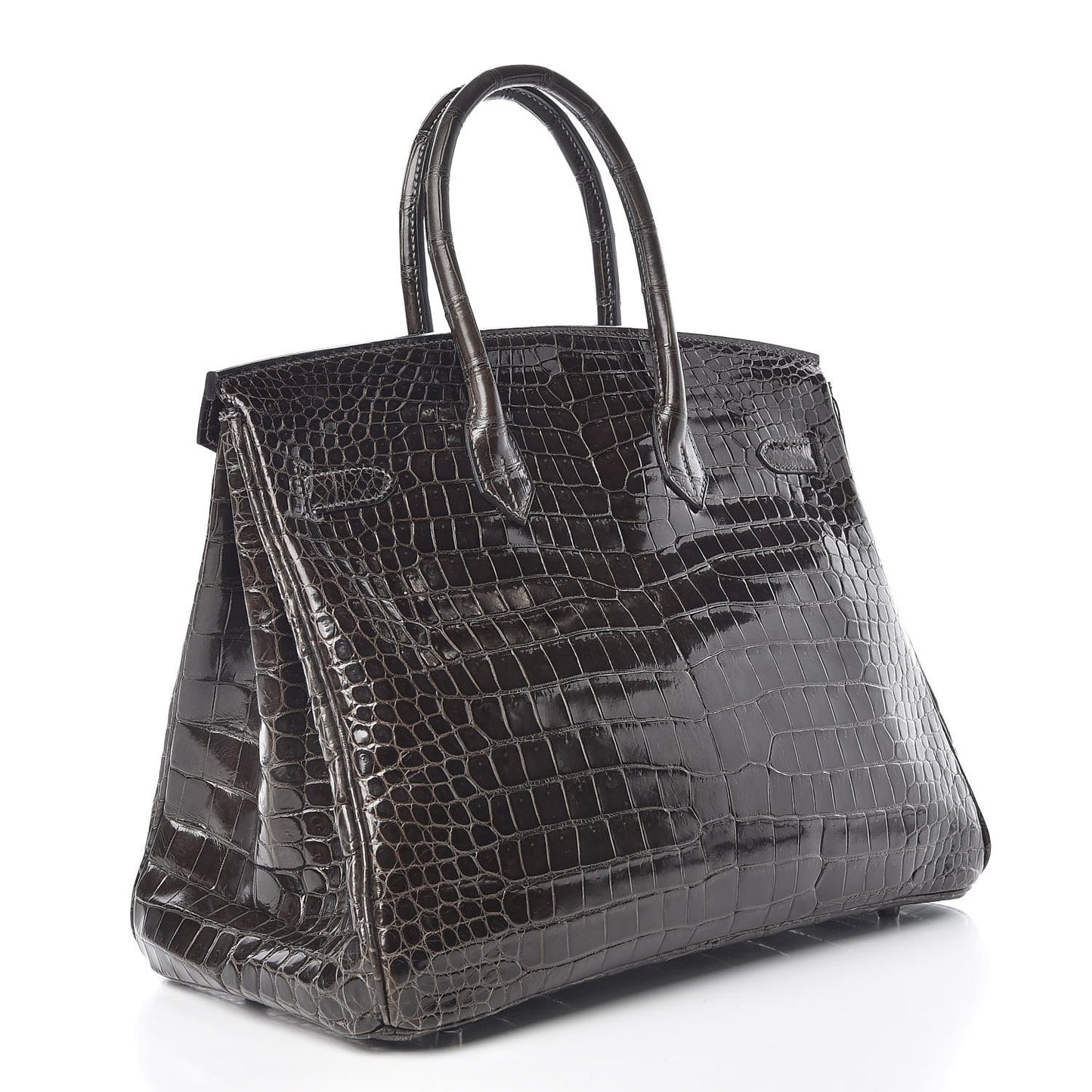 Shiny Porosus Crocodile Birkin 35 Graphite