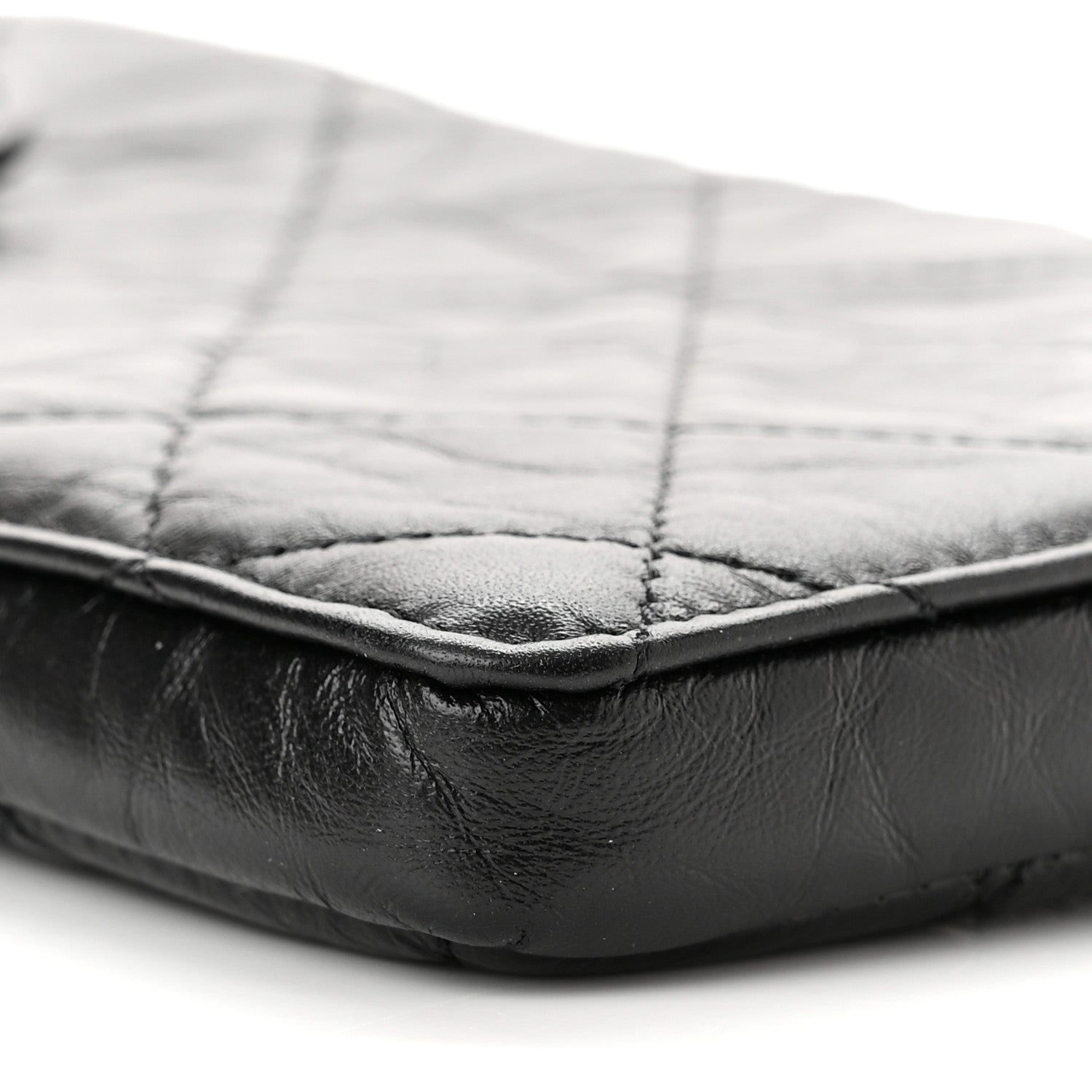 Chanel Aged Calfskin Quilted 2.55 Reissue Phone Holder With Chain Black 10 of 12