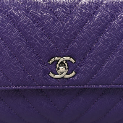 Chanel Caviar Chevron Quilted Mini Coco Handle Flap Purple 8 of 10