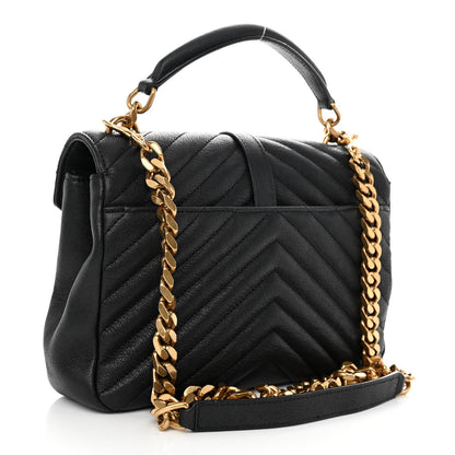 Saint Laurent Sheepskin Matelasse Chevron Monogram Medium College Bag Black 3 of 10