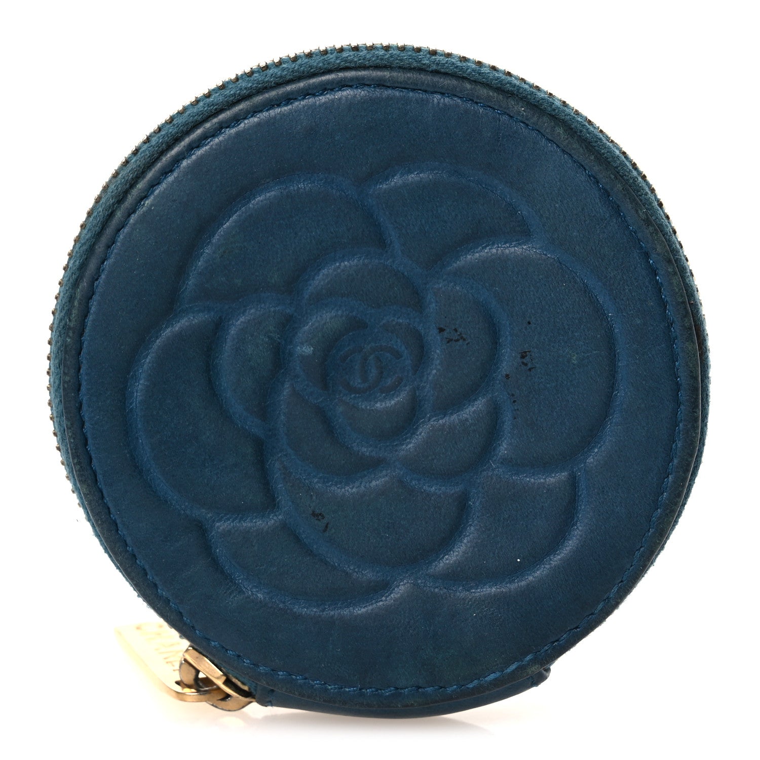 Chanel Lambskin Round Camellia CC Coin Purse Navy 1 of 13