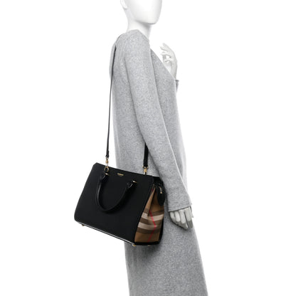 Burberry Calfskin Mega Check Small Banwell Tote Black 2 of 10