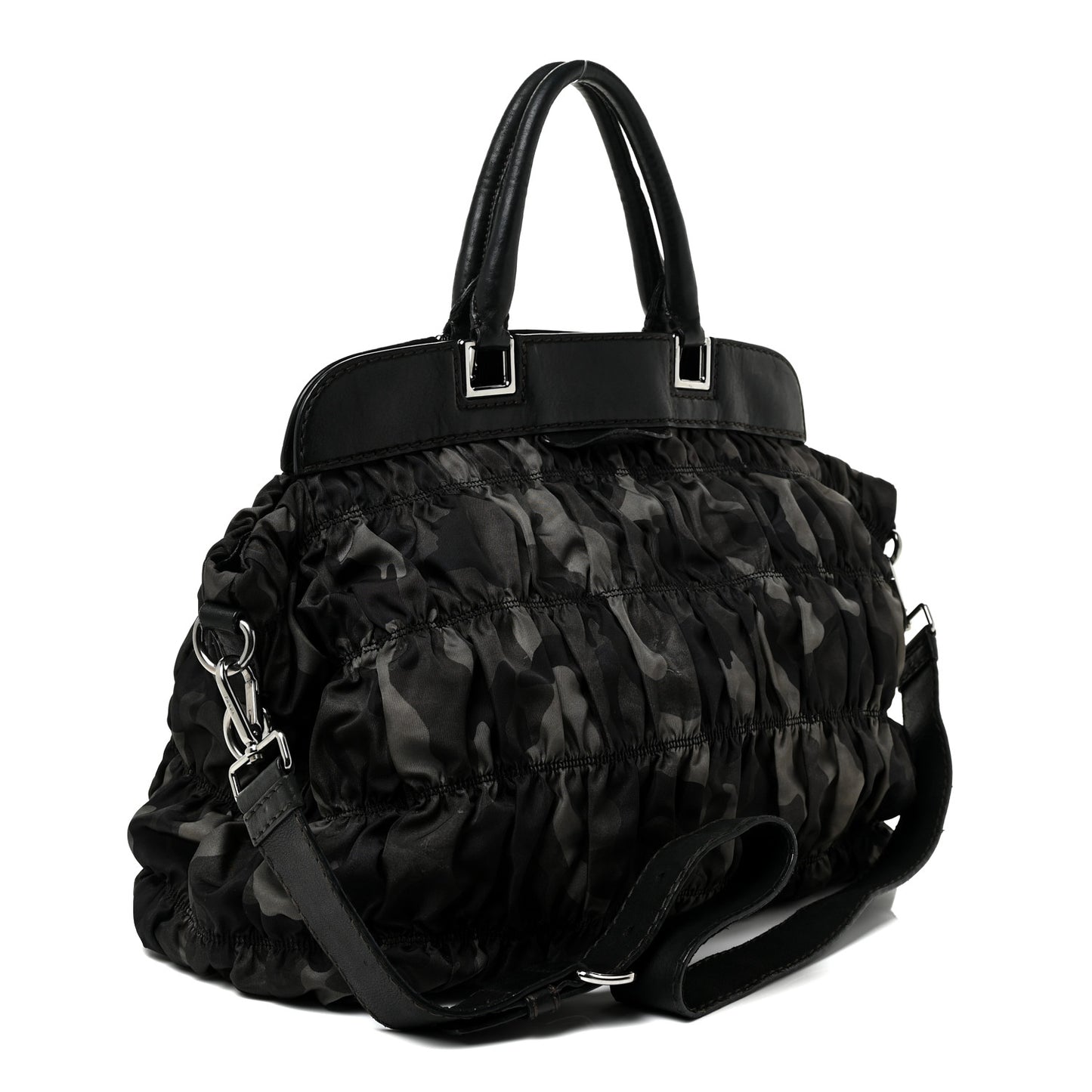 Tessuto Nylon Gaufre Camouflage Tote Fumo