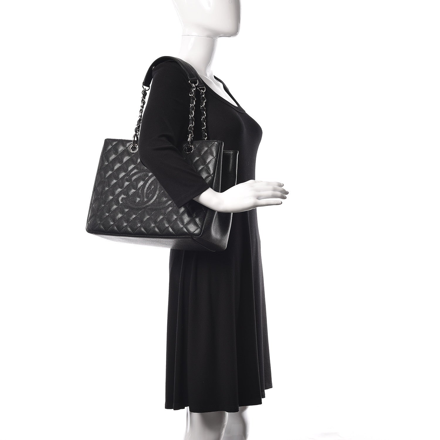 Chanel Caviar Quilted Grand Shopping Tote GST Black 3 of 11