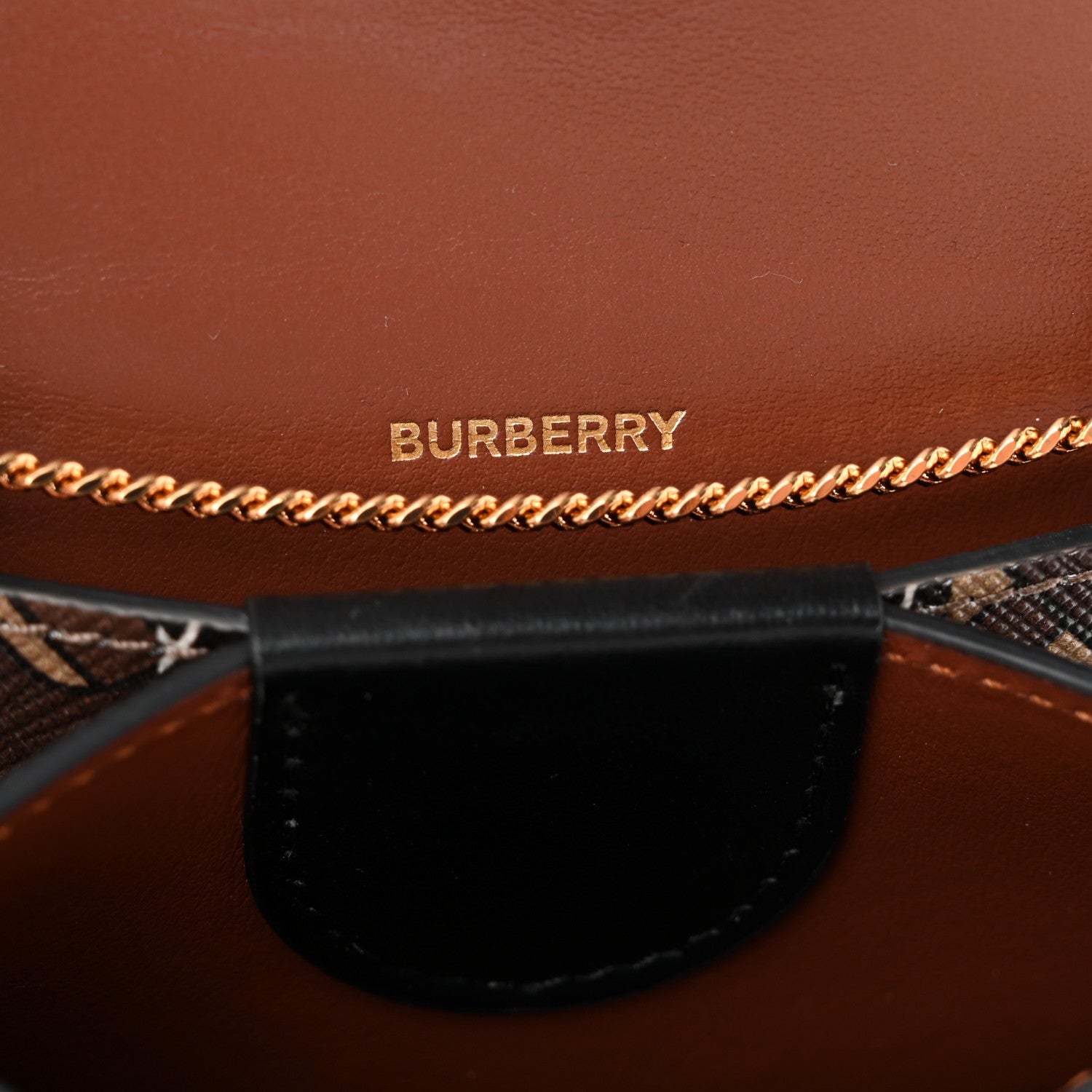 Burberry E-Canvas Monogram Stripe Jessie Chain Card Case Bridle Brown 5 of 5