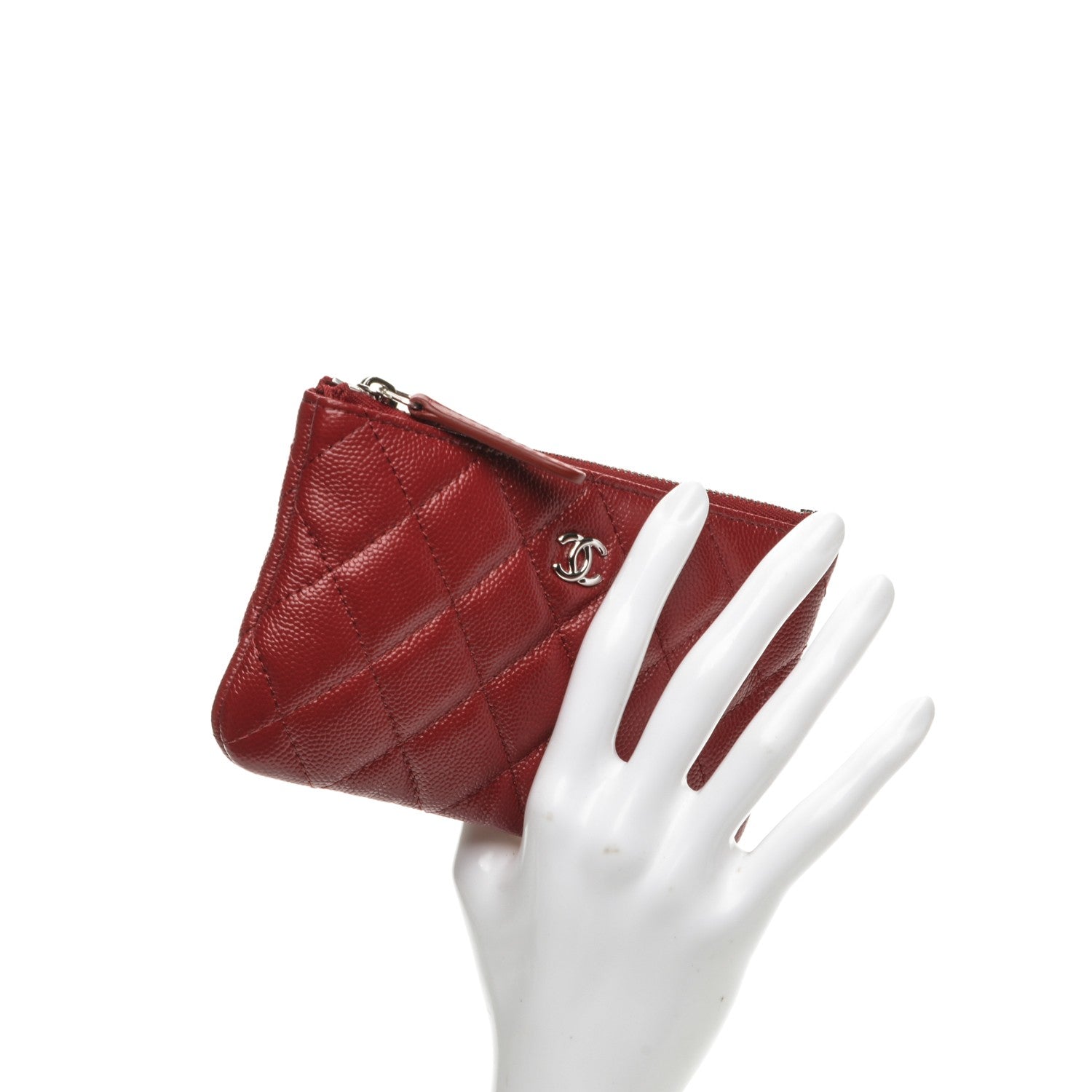 Chanel Caviar Quilted Small Cosmetic Case Dark Red 2 of 7