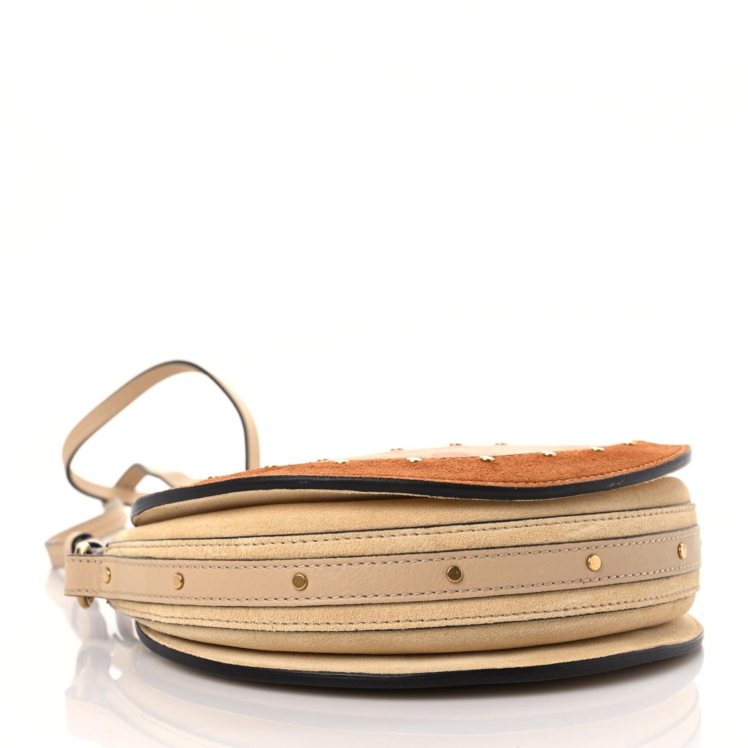 Chloe Smooth Calfskin Suede Patchwork Studded Small Pixie Bag Pearl Beige 4 of 10
