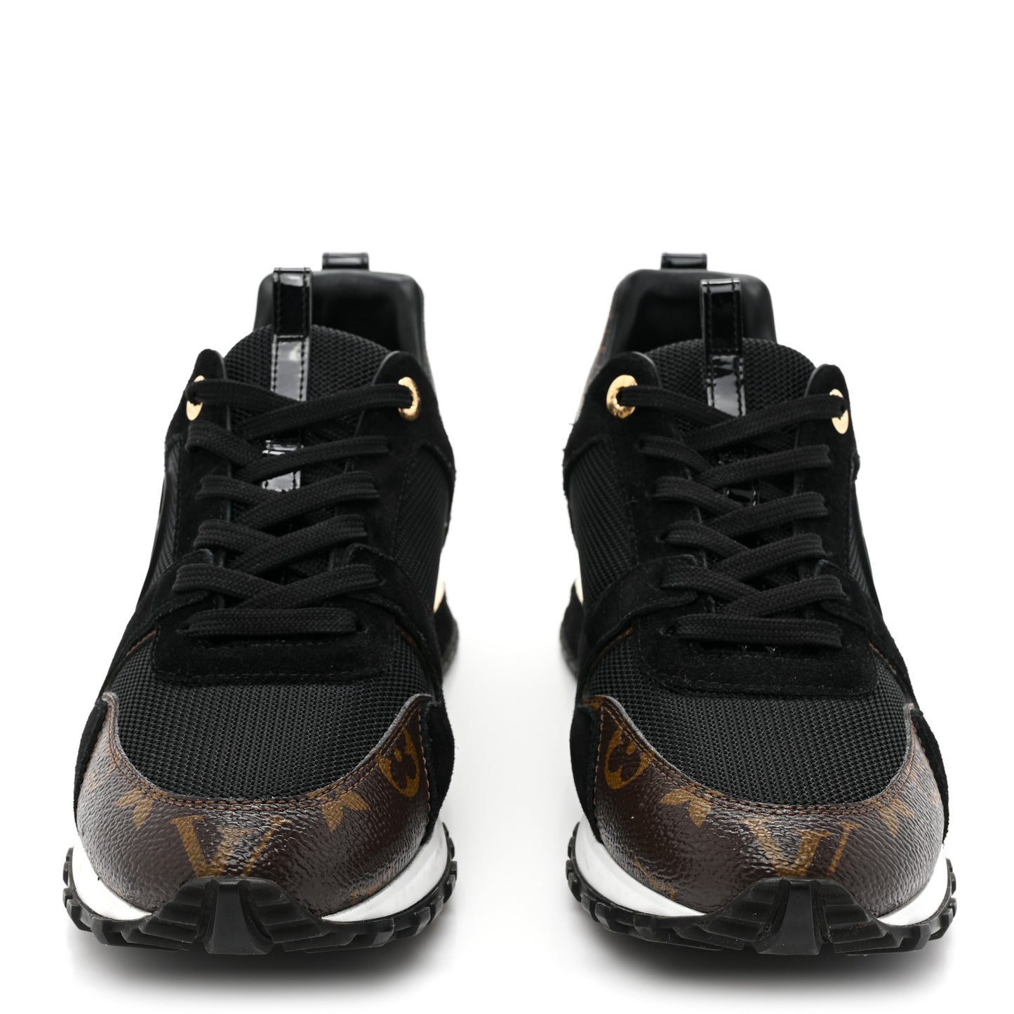 Suede Monogram Run Away Sneakers 38 Black