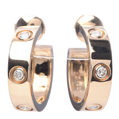 Cartier 18K Yellow Gold 6 Diamond 5.5mm LOVE Hoop Earrings 1 of 6
