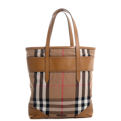 Burberry Vintage Leather House Check Webbing Medium Marlow Tote Camel 1 of 11