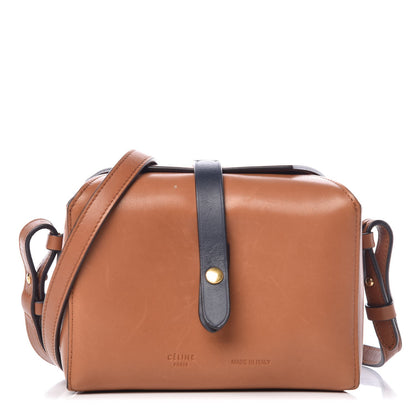 Celine Sleek Calfskin Box On Strap Bag Camel Black 1 of 8