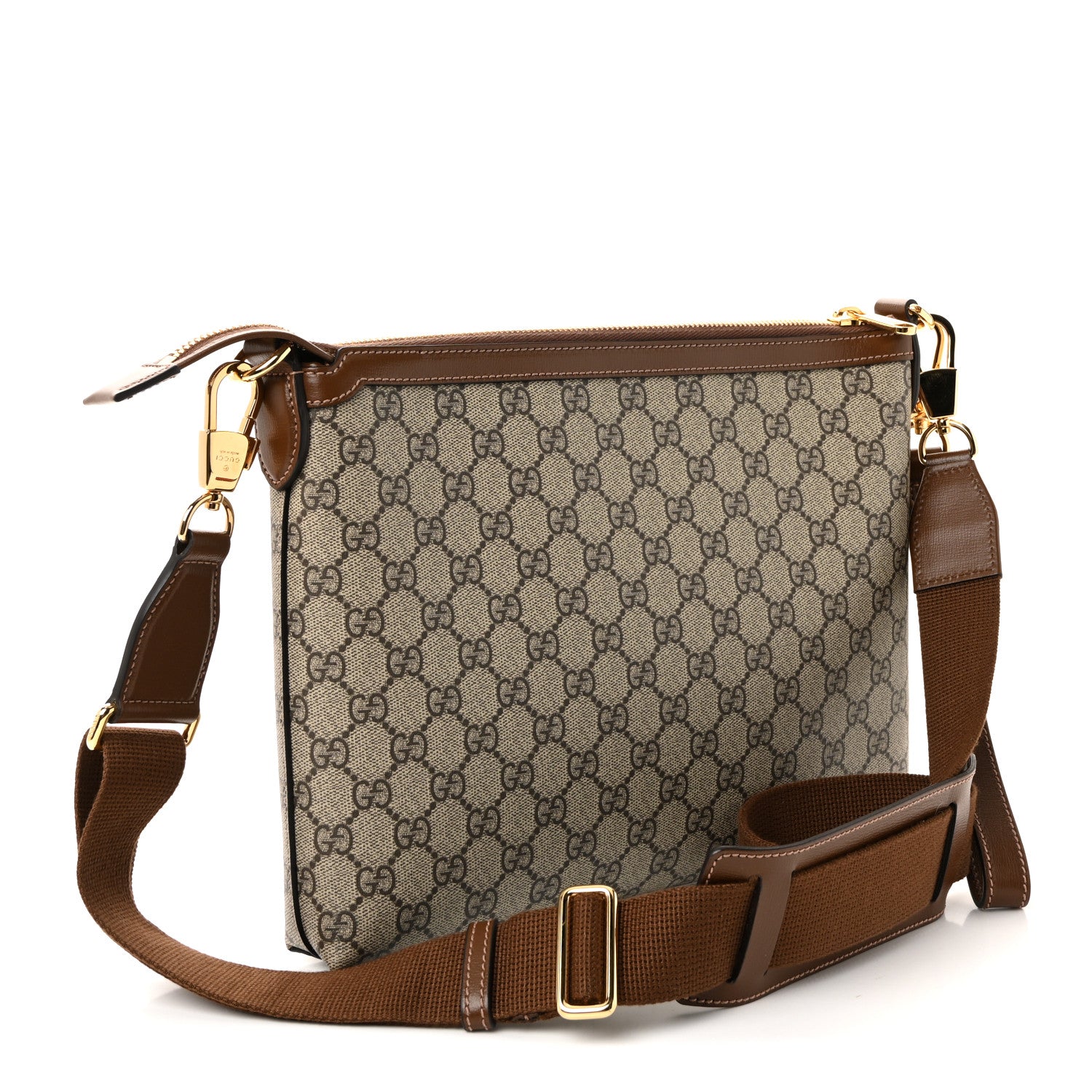 Gucci GG Supreme Monogram Azalea Calfskin Retro Interlocking G Wristlet Messenger Bag Beige Ebony Brown Sugar Beige Ebony Brown Sugar 3 of 9