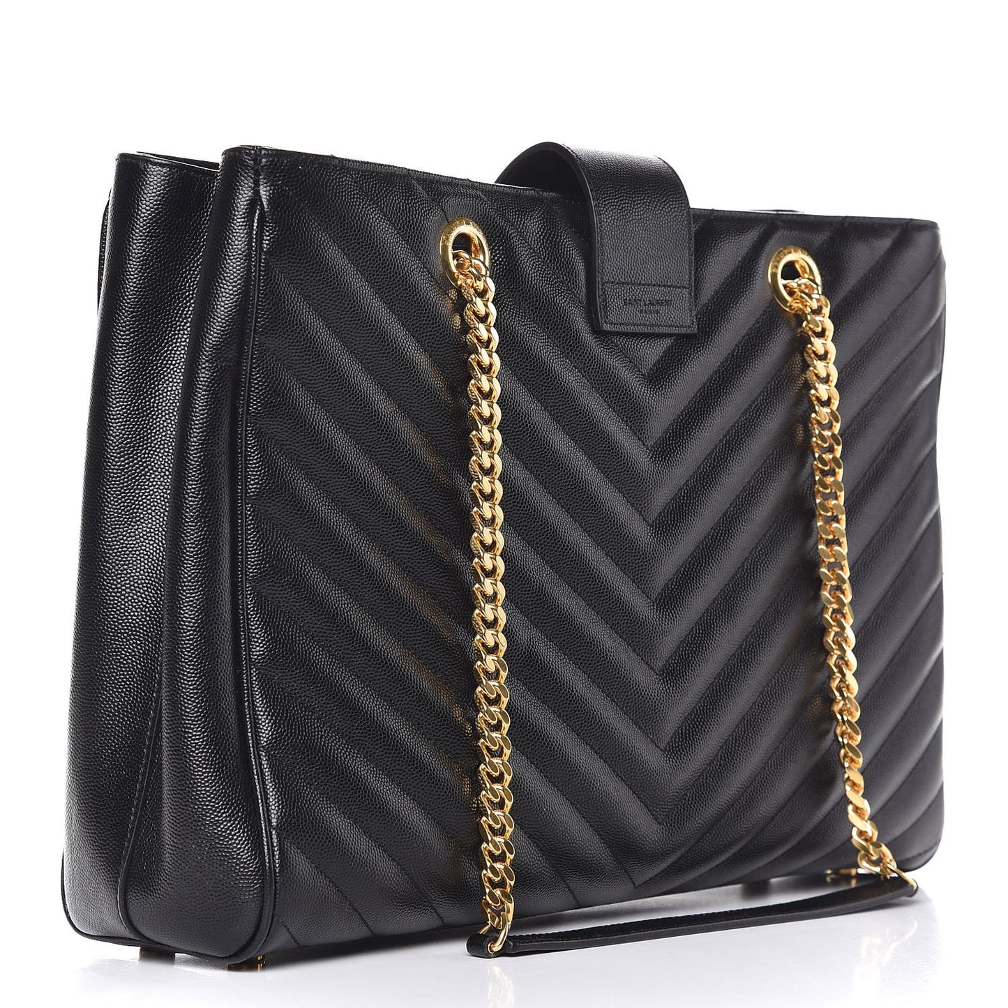 Grain De Poudre Matelasse Chevron Monogram Shopping Bag Black